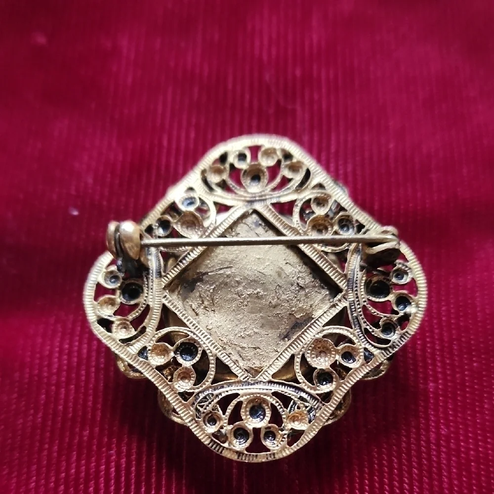 Vintage Antique Czech Glass  Brooch
